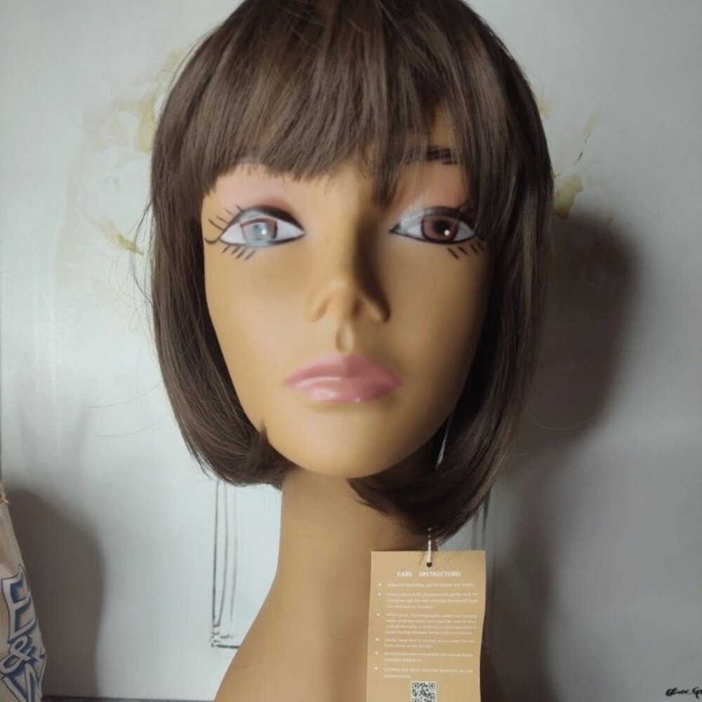Lot of 2 Onedor 10" Short Hair Flapper Cosplay Bob Wig Brown (NWT) Pink (Used)